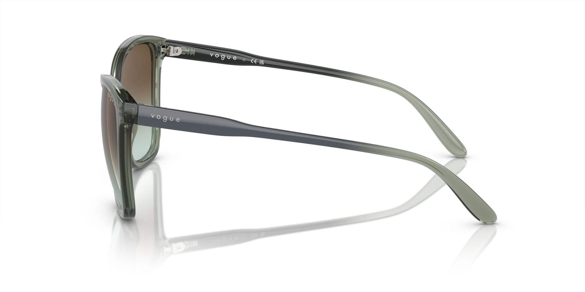 Vogue 0VO5520S Sunglass Transparent Green Female Full Shell Sunglass — Transparent Green frame — view 4