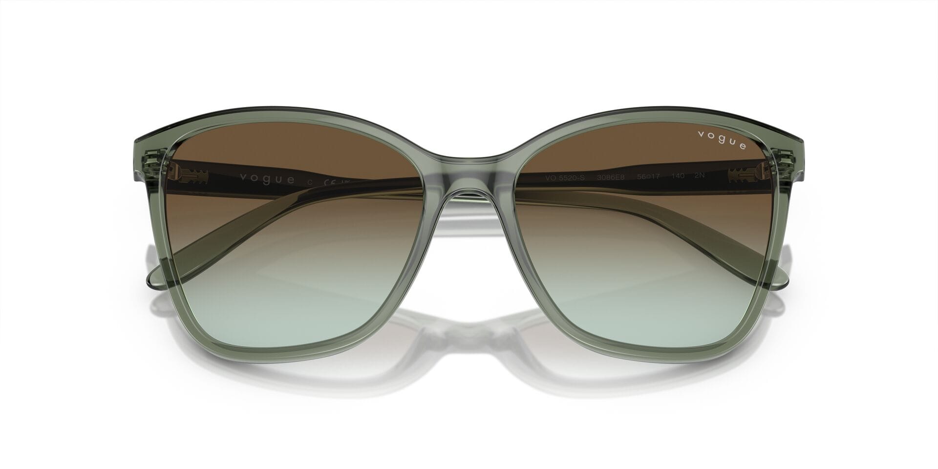 Vogue 0VO5520S Sunglass Transparent Green Female Full Shell Sunglass — Transparent Green frame — view 5