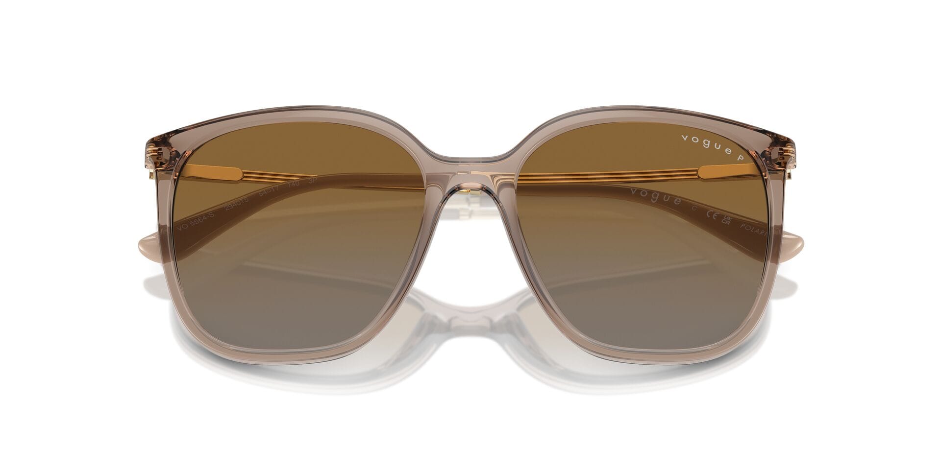 Vogue 0VO5564S Sunglass Transparent Brown Female Full Metal Sunglass — Transparent Brown frame — view 7