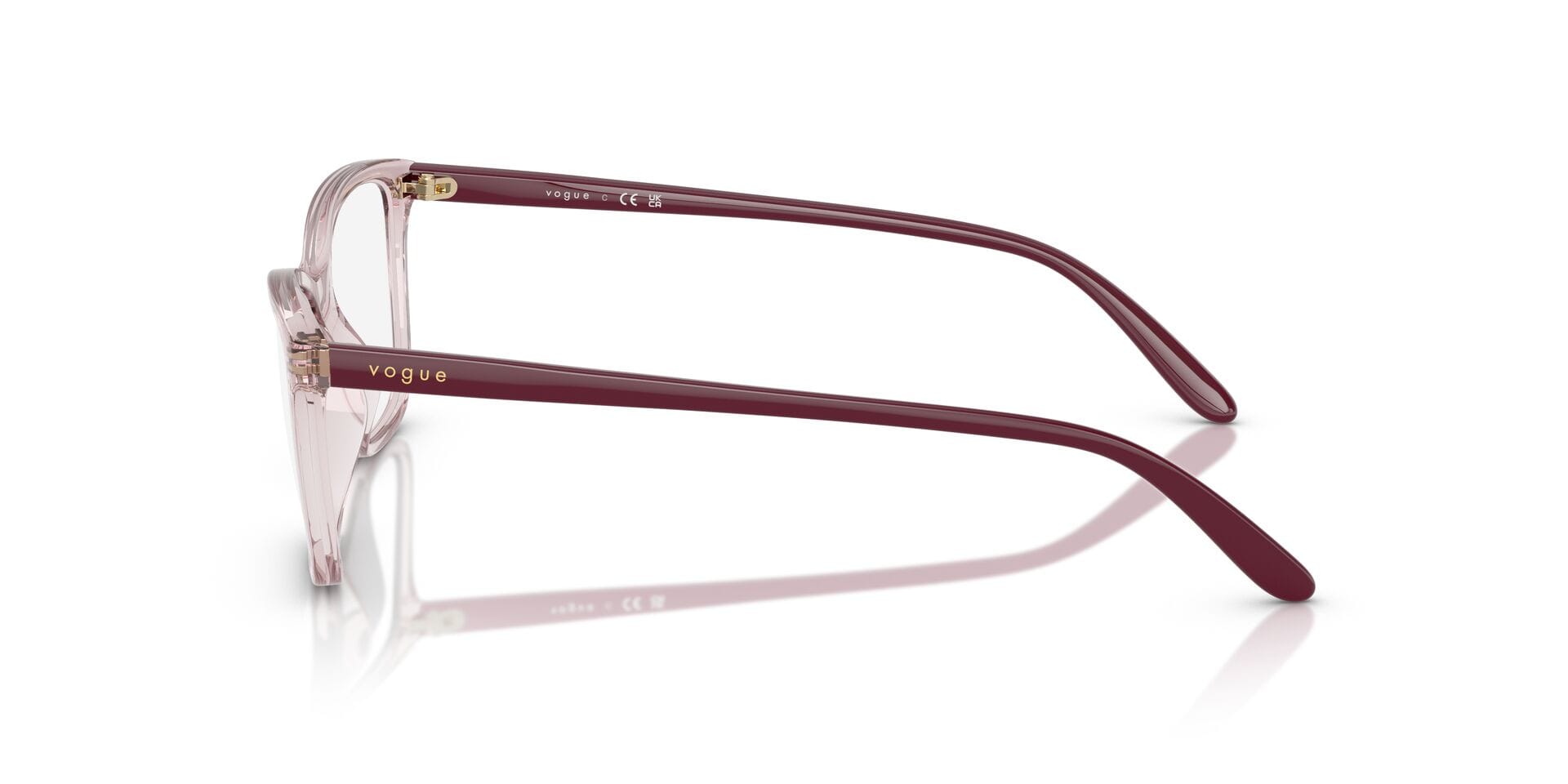Vogue 0VO5603 Frame Transparent Pink Female Full Shell Frame — Transparent Pink frame — view 3