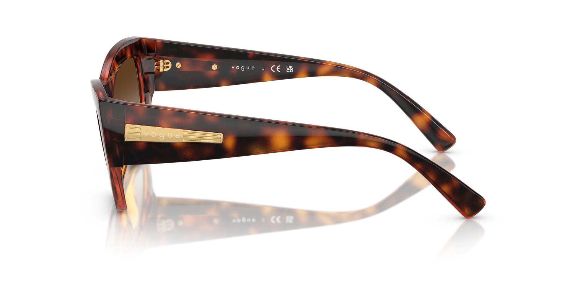 Vogue 0VO5607S Sunglass Havana Female Full Shell Sunglass — Havana frame — view 3