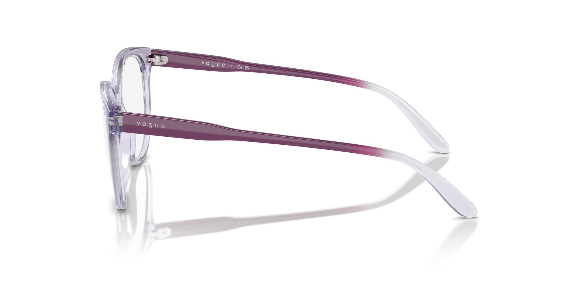 Vogue 0VO5552 Frame Transparent Violet Female Full Shell Frame — Transparent Violet frame — view 3