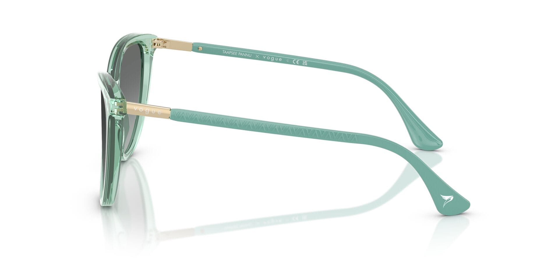 Vogue 0VO5593SI Sunglass Transparent Green Female Full Shell Sunglass — Transparent Green frame — view 3