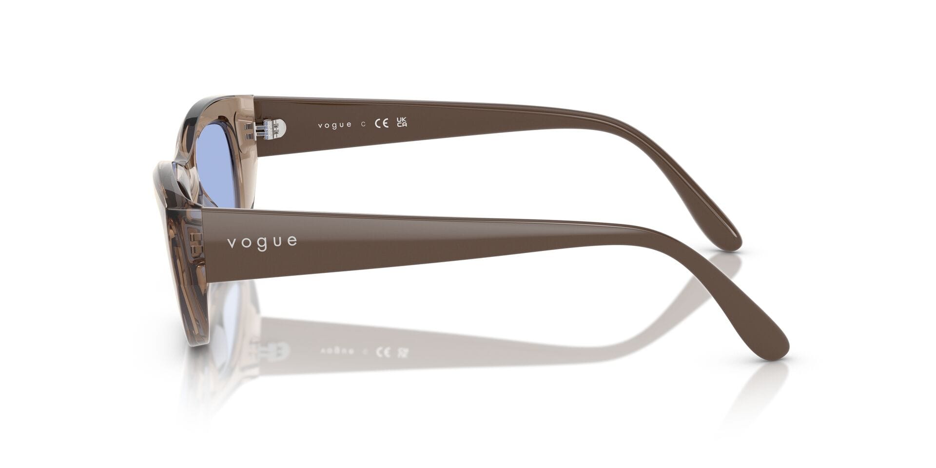 Vogue 0VO5616S Sunglass Transparent Brown Female Full Shell Sunglass — Transparent Brown frame — view 3