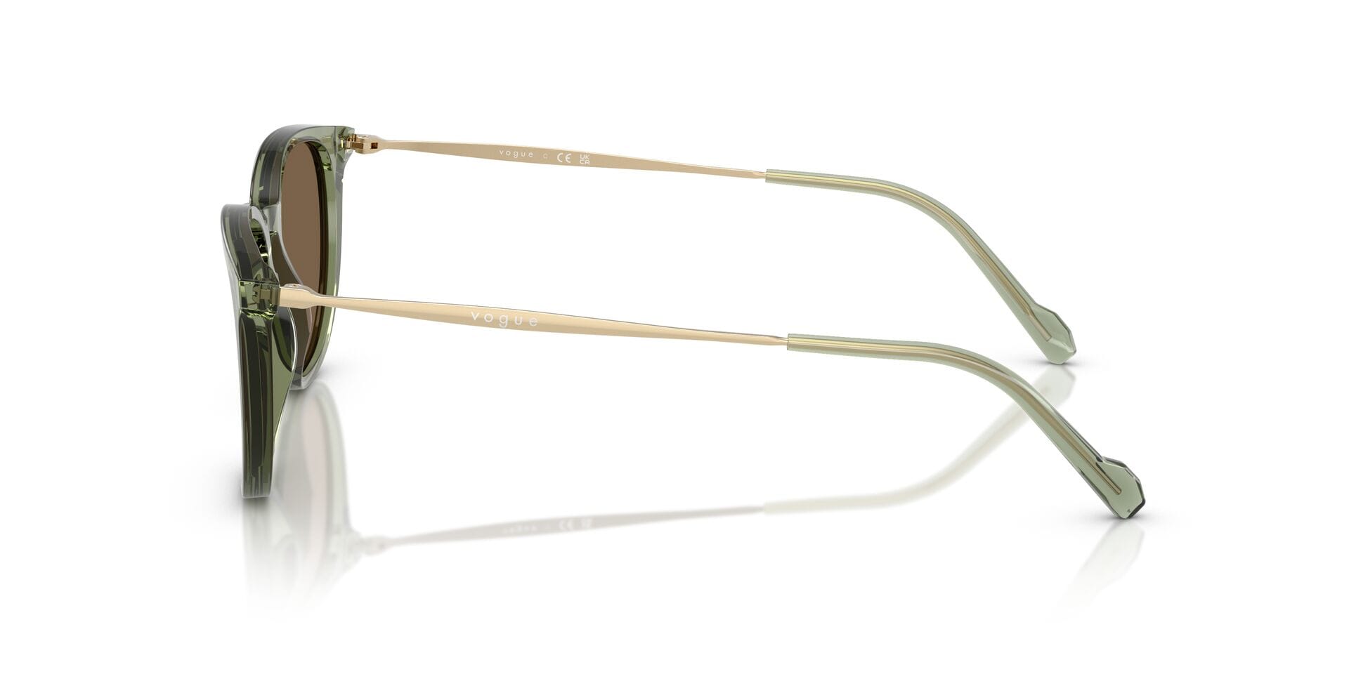 Vogue 0VO5594-SI Sunglass Transparent Green Female Full Meta Sunglass — Transparent Green frame — view 3