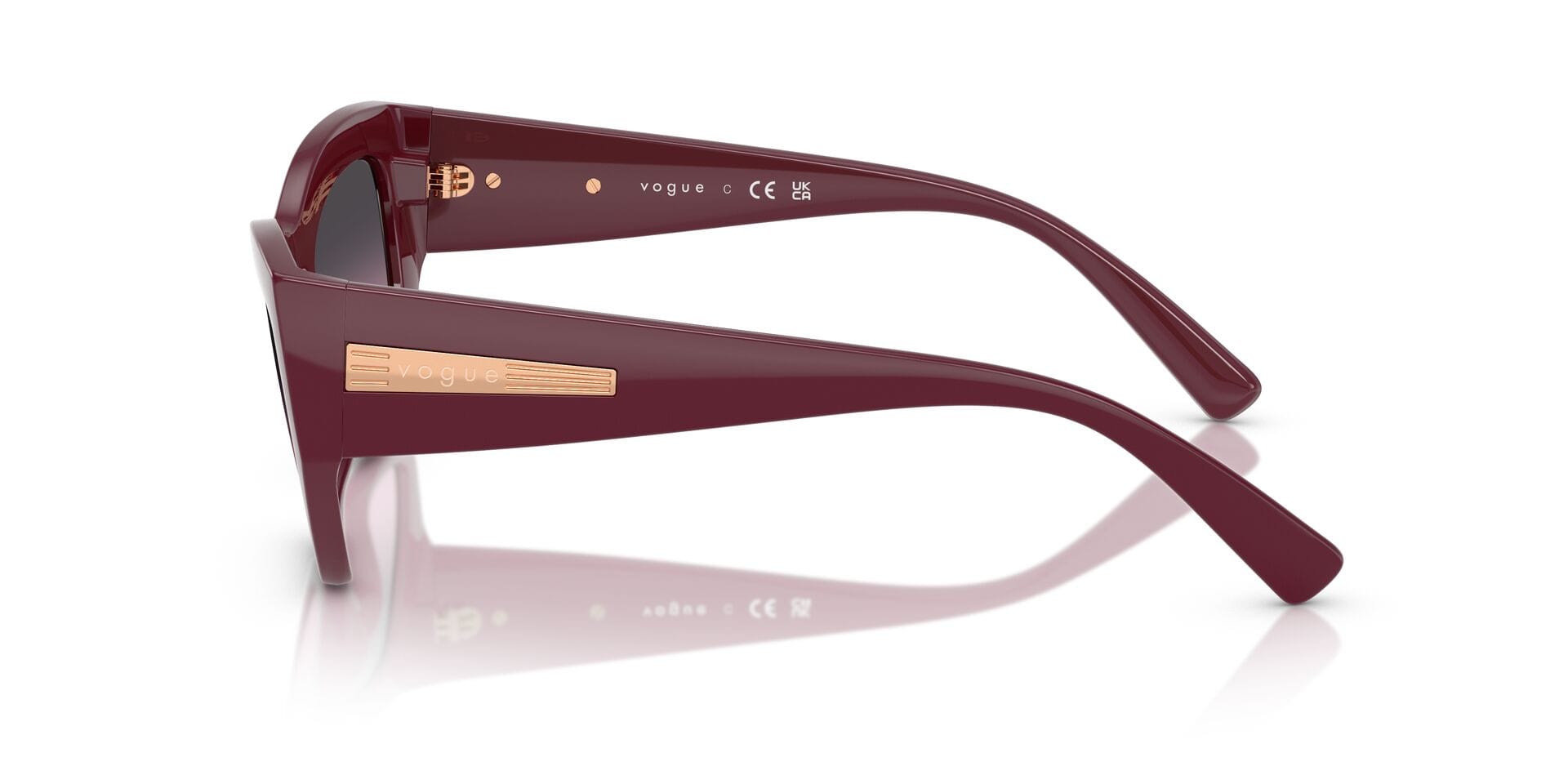 Vogue 0VO5607-S Sunglass Maroon Female Full Shell Sunglass — Maroon frame — view 3