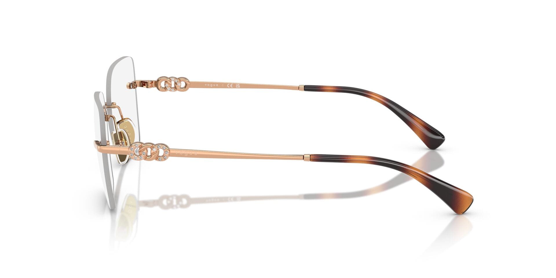 Vogue 0VO4320B Frame Rose Gold Female RimLess Metal Frame — Rose Gold frame — view 3