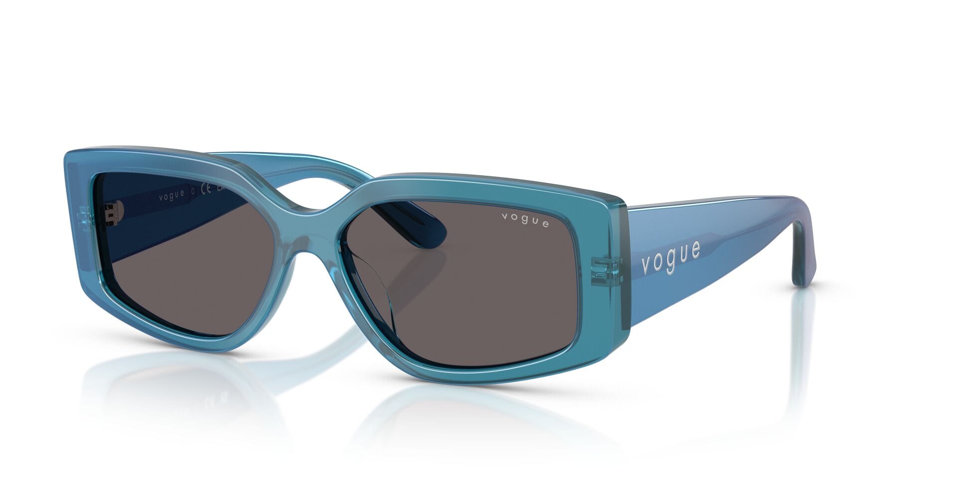 Vogue 0VO5642SU Sunglass Transparent Blue Female Full Shell Sunglass — Transparent Blue frame — view 2
