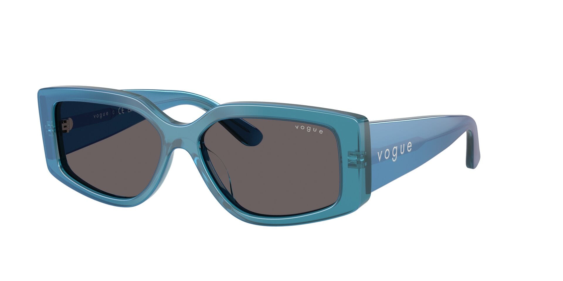 Vogue 0VO5642SU Sunglass Transparent Blue Female Full Shell Sunglass — Transparent Blue frame — view 3
