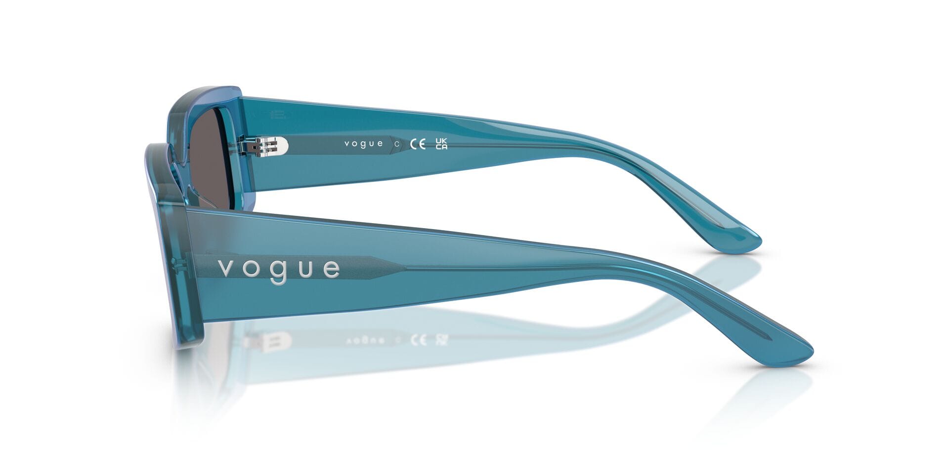Vogue 0VO5642SU Sunglass Transparent Blue Female Full Shell Sunglass — Transparent Blue frame — view 5