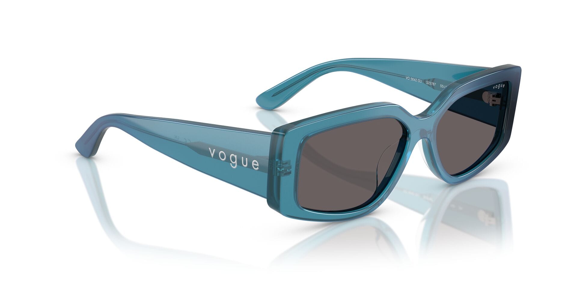 Vogue 0VO5642SU Sunglass Transparent Blue Female Full Shell Sunglass — Transparent Blue frame — view 8