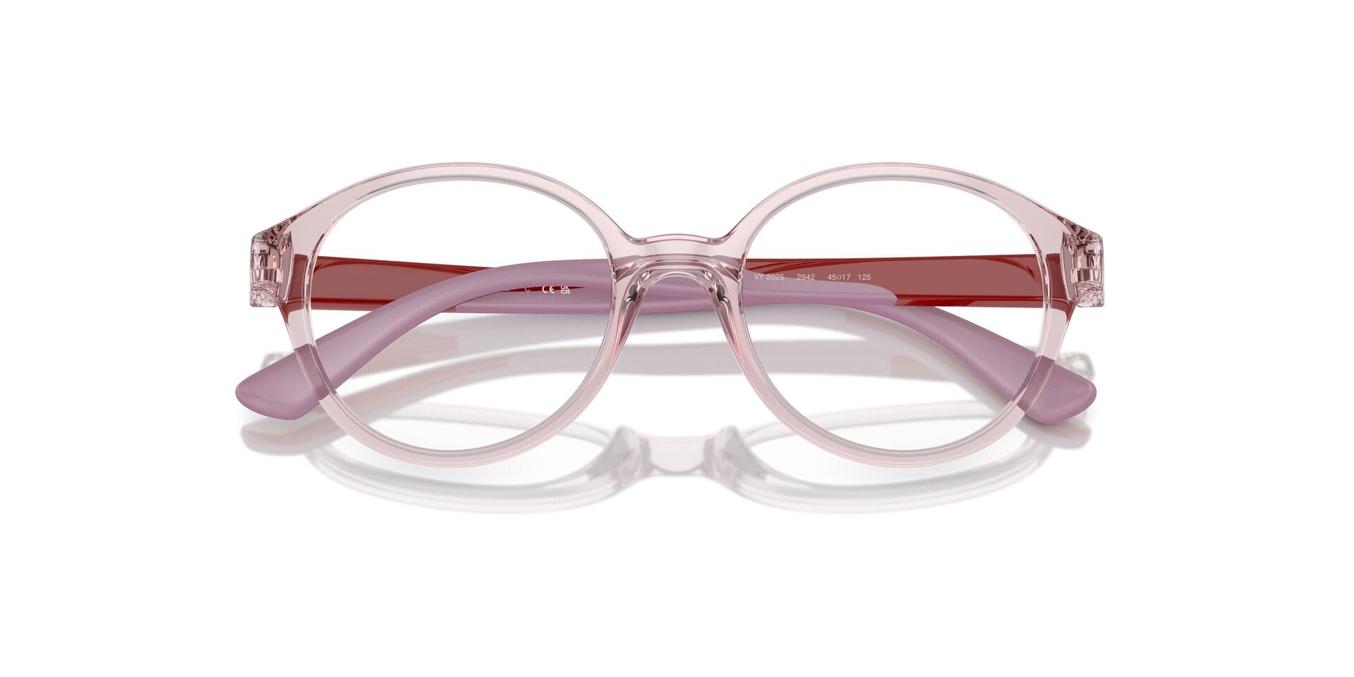Vogue Junior 0VY2025 Frame Transparent Pink Unisex Full Shel Frame — Transparent Pink frame — view 7
