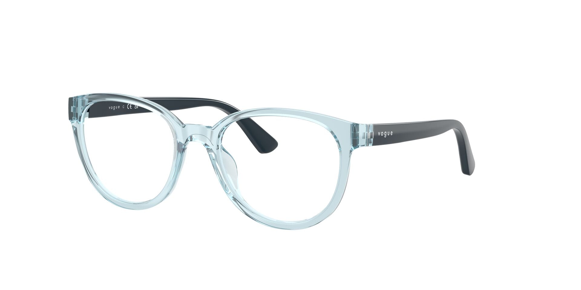 Vogue Junior 0VJ2029 Frame Transparent Blue Female Full Shel Frame — Transparent Blue frame — view 3