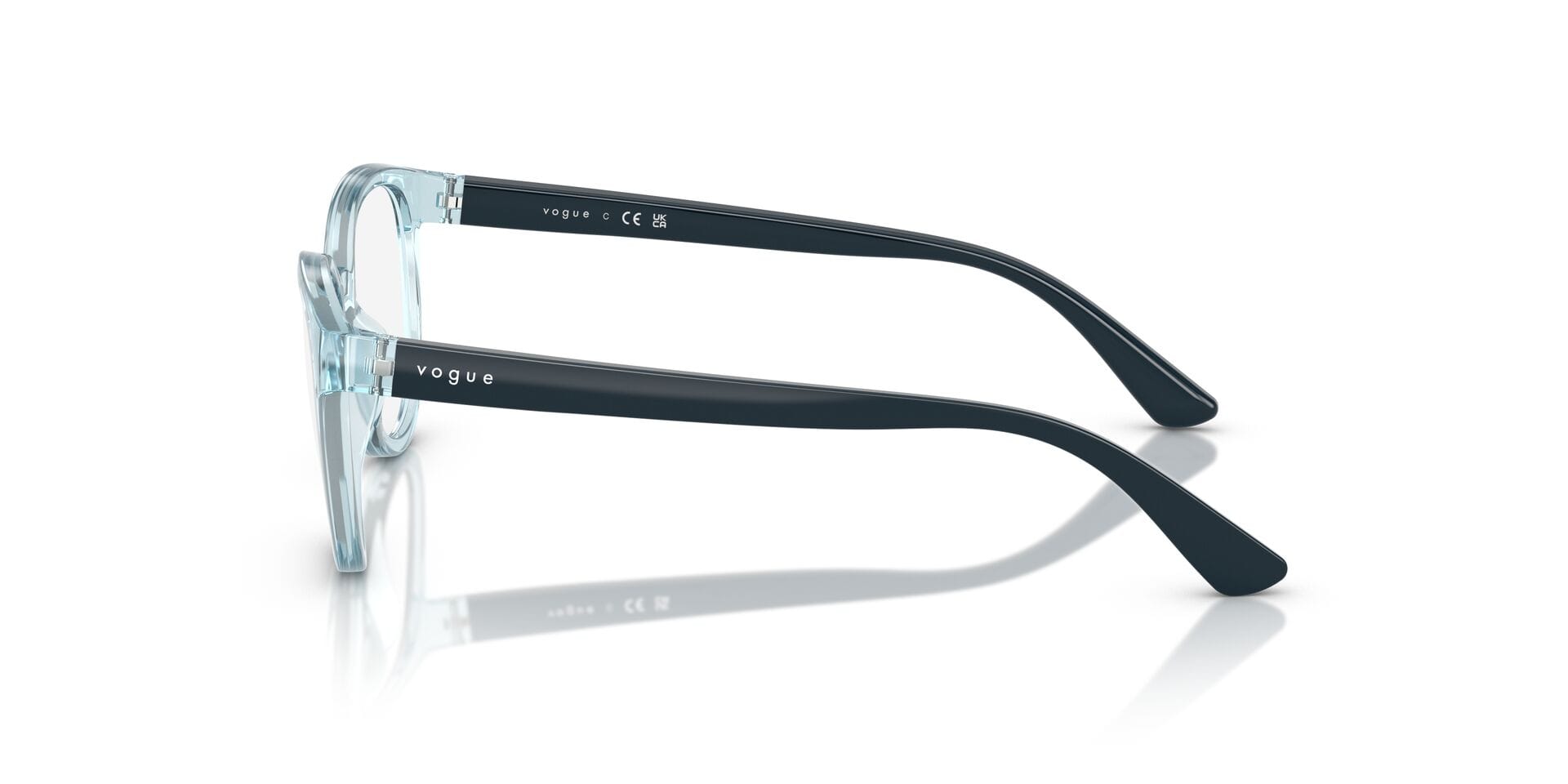 Vogue Junior 0VJ2029 Frame Transparent Blue Female Full Shel Frame — Transparent Blue frame — view 5