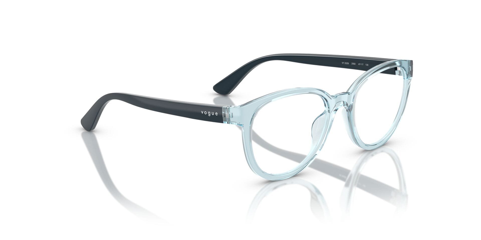Vogue Junior 0VJ2029 Frame Transparent Blue Female Full Shel Frame — Transparent Blue frame — view 8