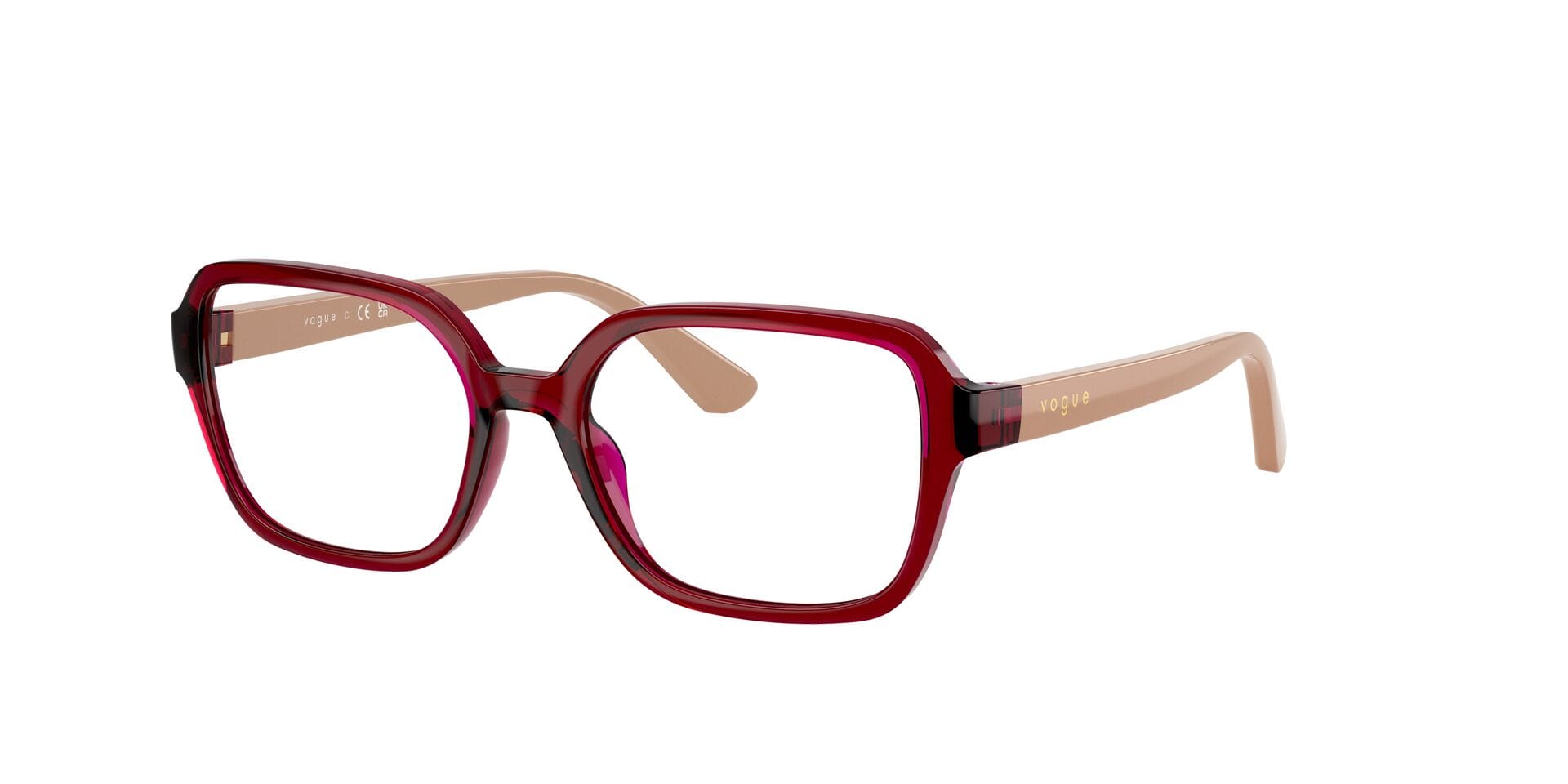 Vogue Junior 0VY2032 Frame Transparent Red Unisex Full Shell Frame — Transparent Red frame — view 3
