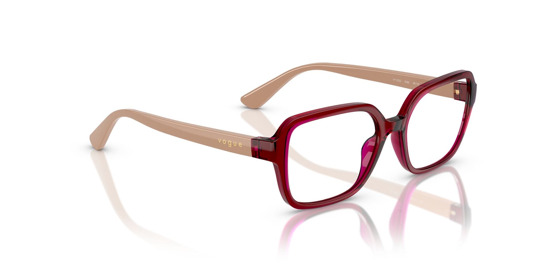 Vogue Junior 0VY2032 Frame Transparent Red Unisex Full Shell Frame — Transparent Red frame — view 8