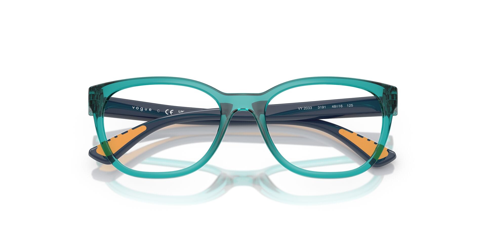 Vogue Junior 0VY2033 Frame Transparent Blue Female Full Shel Frame — Transparent Blue frame — view 7