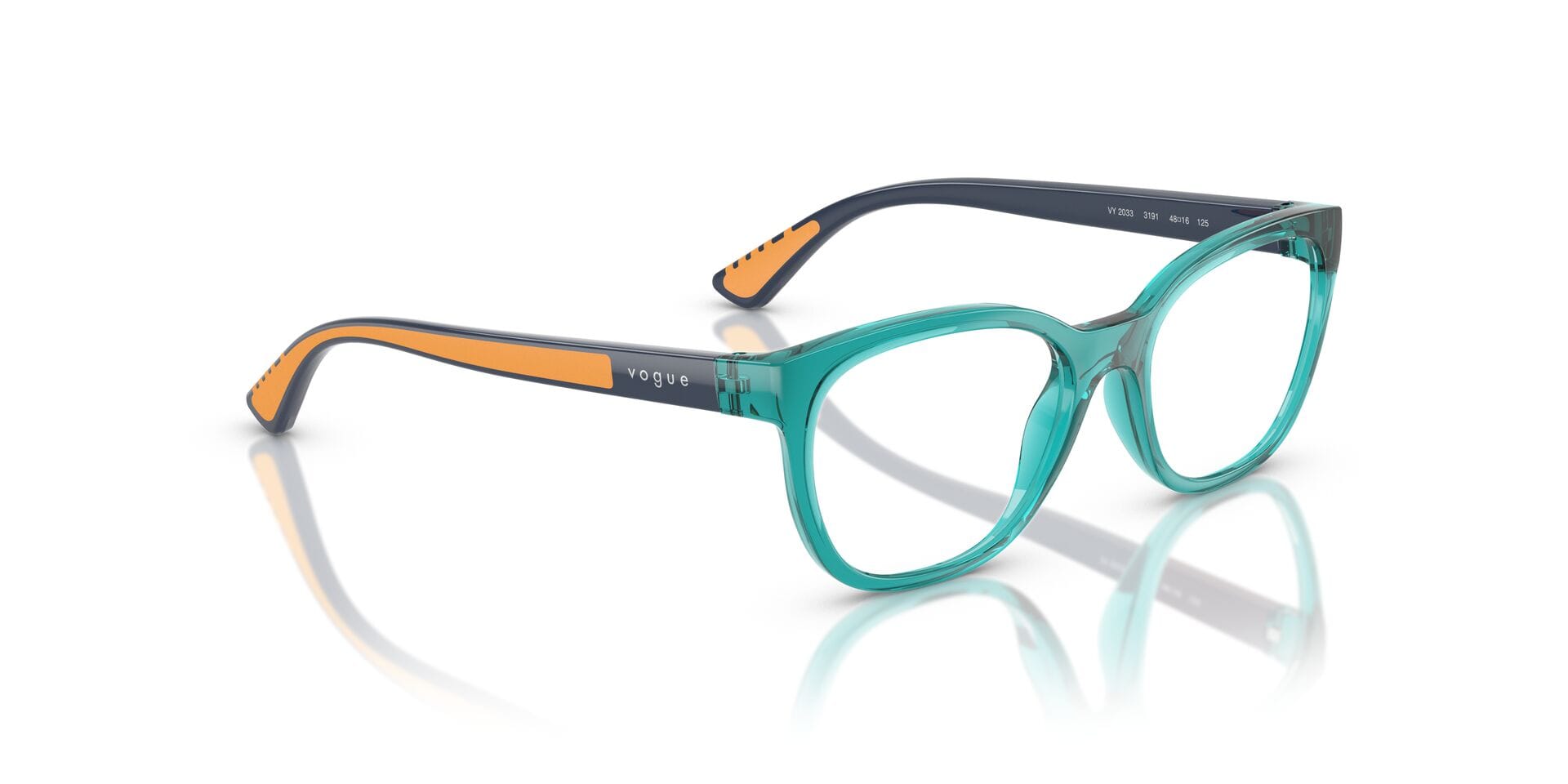 Vogue Junior 0VY2033 Frame Transparent Blue Female Full Shel Frame — Transparent Blue frame — view 8