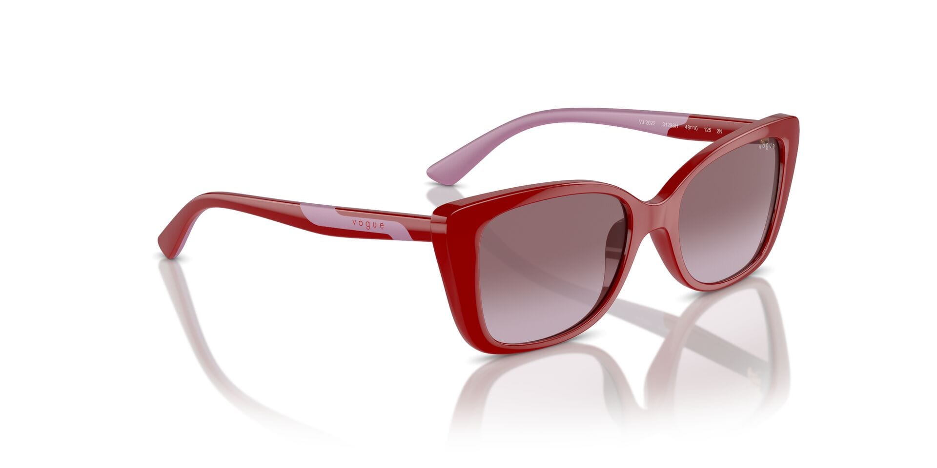 Vogue Junior 0VJ2022 Sunglass Red Female Full Shell Sunglass — Red frame — view 8