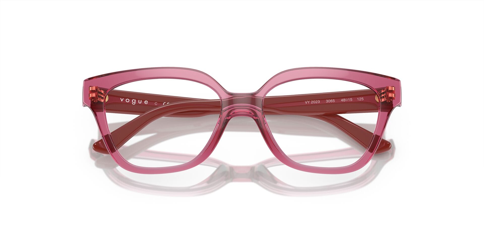 Vogue Junior 0VY2023 Frame Transparent Pink Female Full Shel Frame — Transparent Pink frame — view 7
