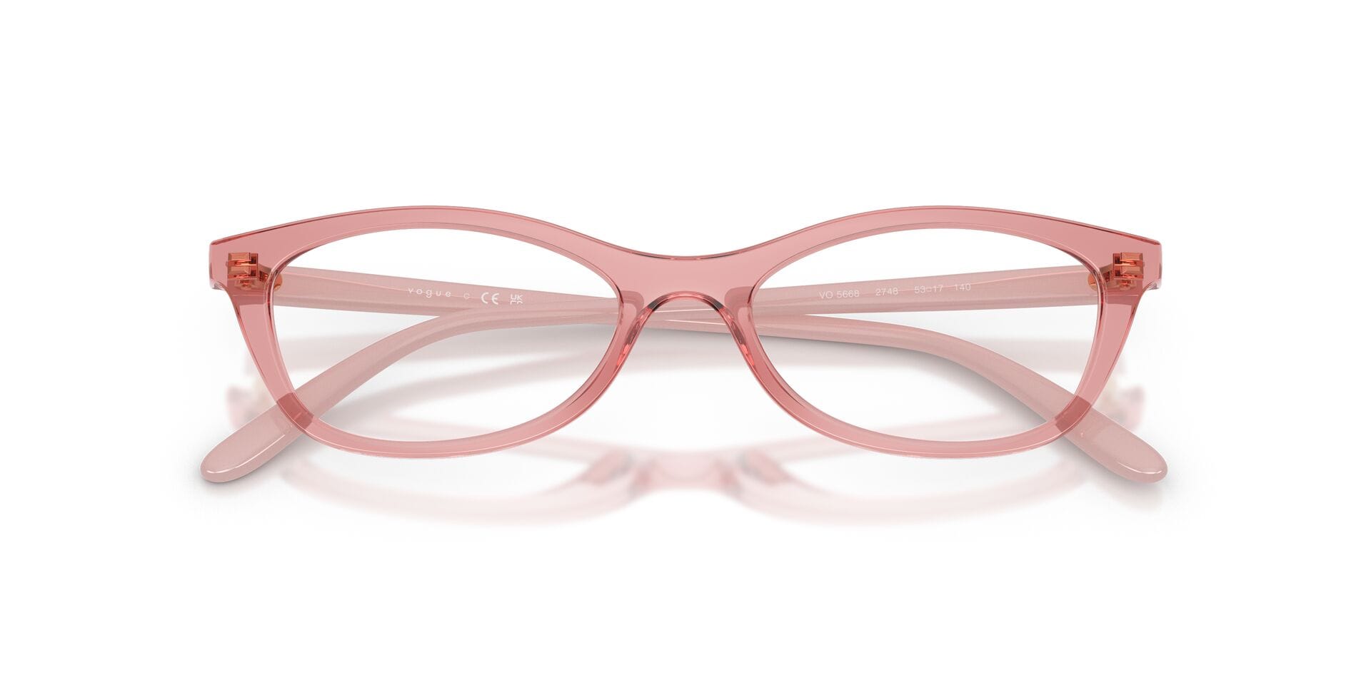 Vogue 0VO5668 Frame Transparent Pink Female Full - Frame — Transparent Pink frame — view 7