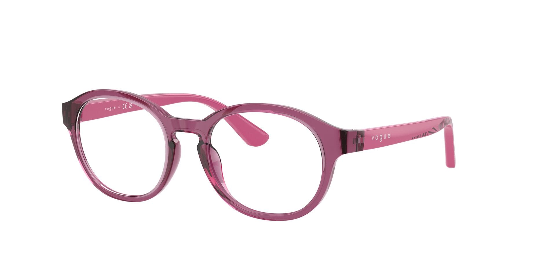 Vogue 0VY2041 Frame Transparent Violet Female Full Shell Frame — Transparent Violet frame — view 3