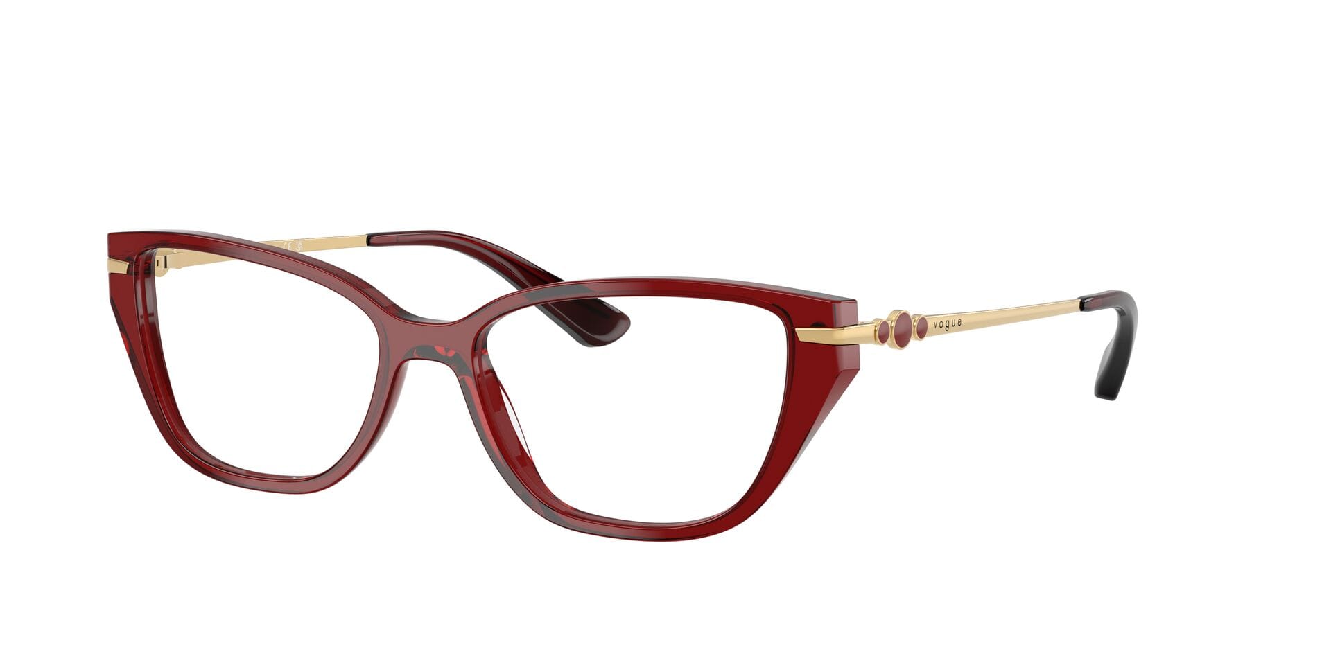 Vogue FR Vogue 0VO4714I Frame Transparent Maroon Female Full Metal Frame — Transparent Maroon frame — view 3