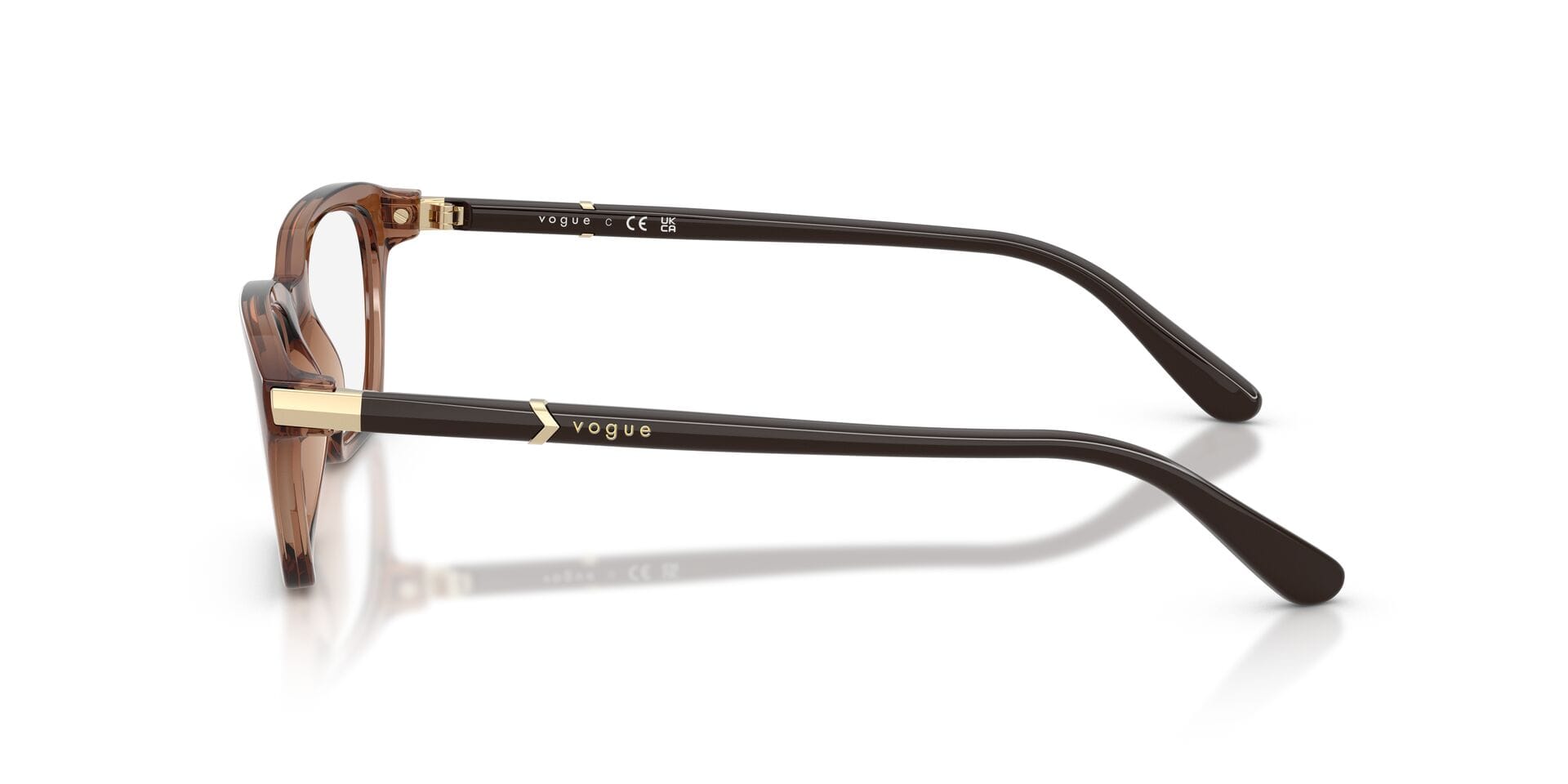 Vogue FR Vogue 0VO5698 Frame Transparent Brown Female Full Shell Frame — Transparent Brown frame — view 5