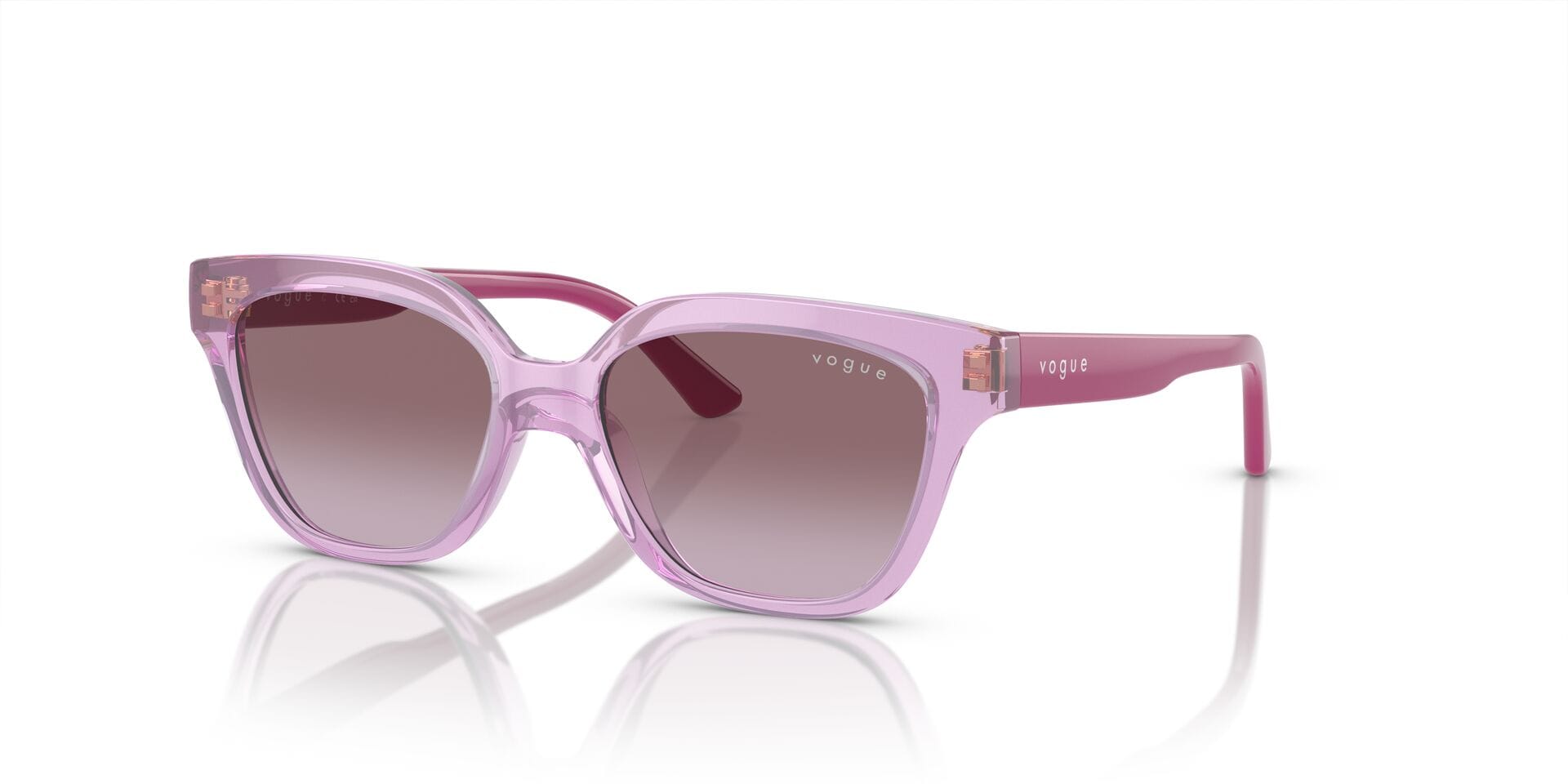 Vogue Junior 0VJ2021 Sunglass Transparent Pink Female Full S Sunglass — Transparent Pink frame — view 1