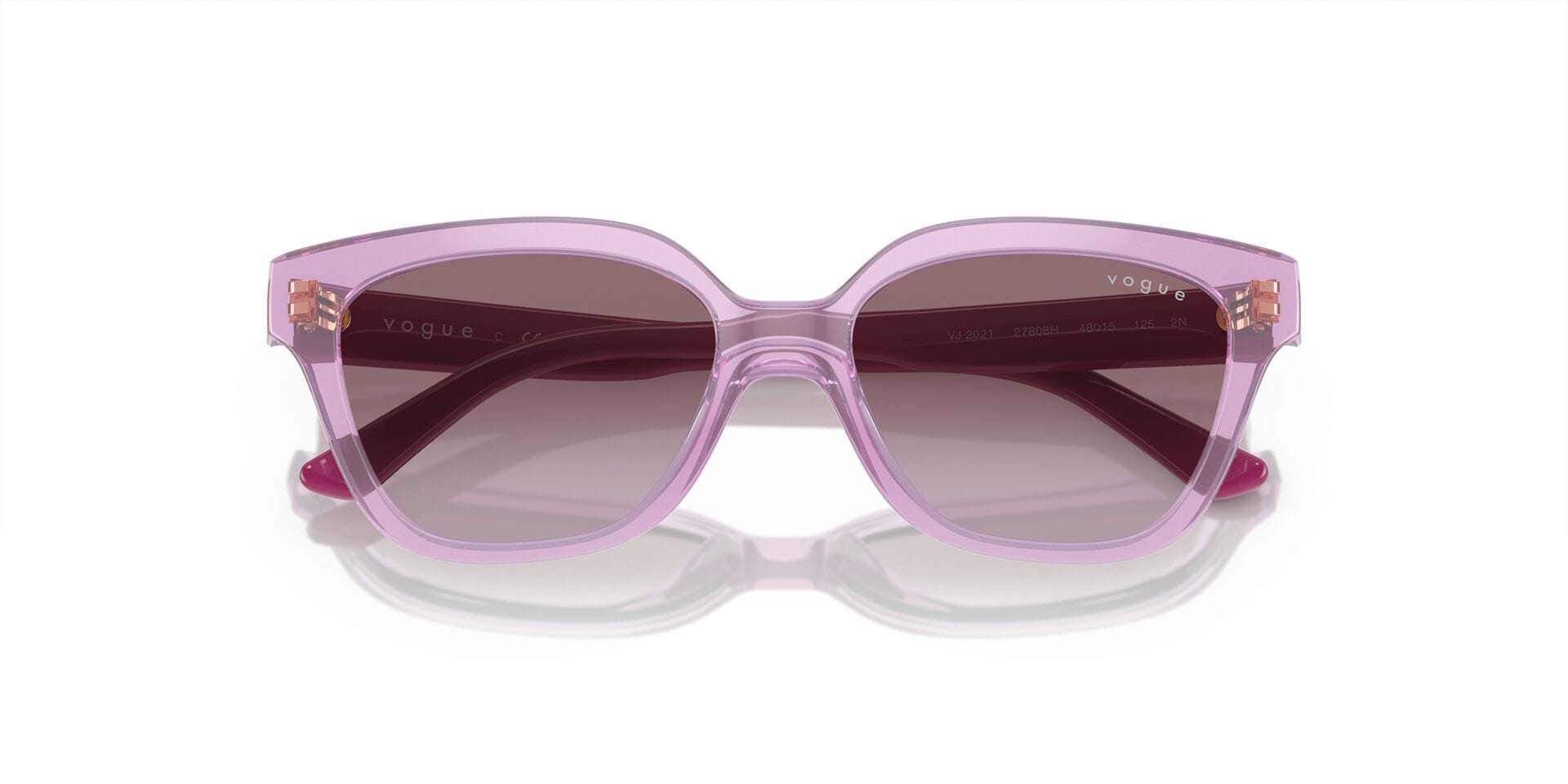 Vogue Junior 0VJ2021 Sunglass Transparent Pink Female Full S Sunglass — Transparent Pink frame — view 7