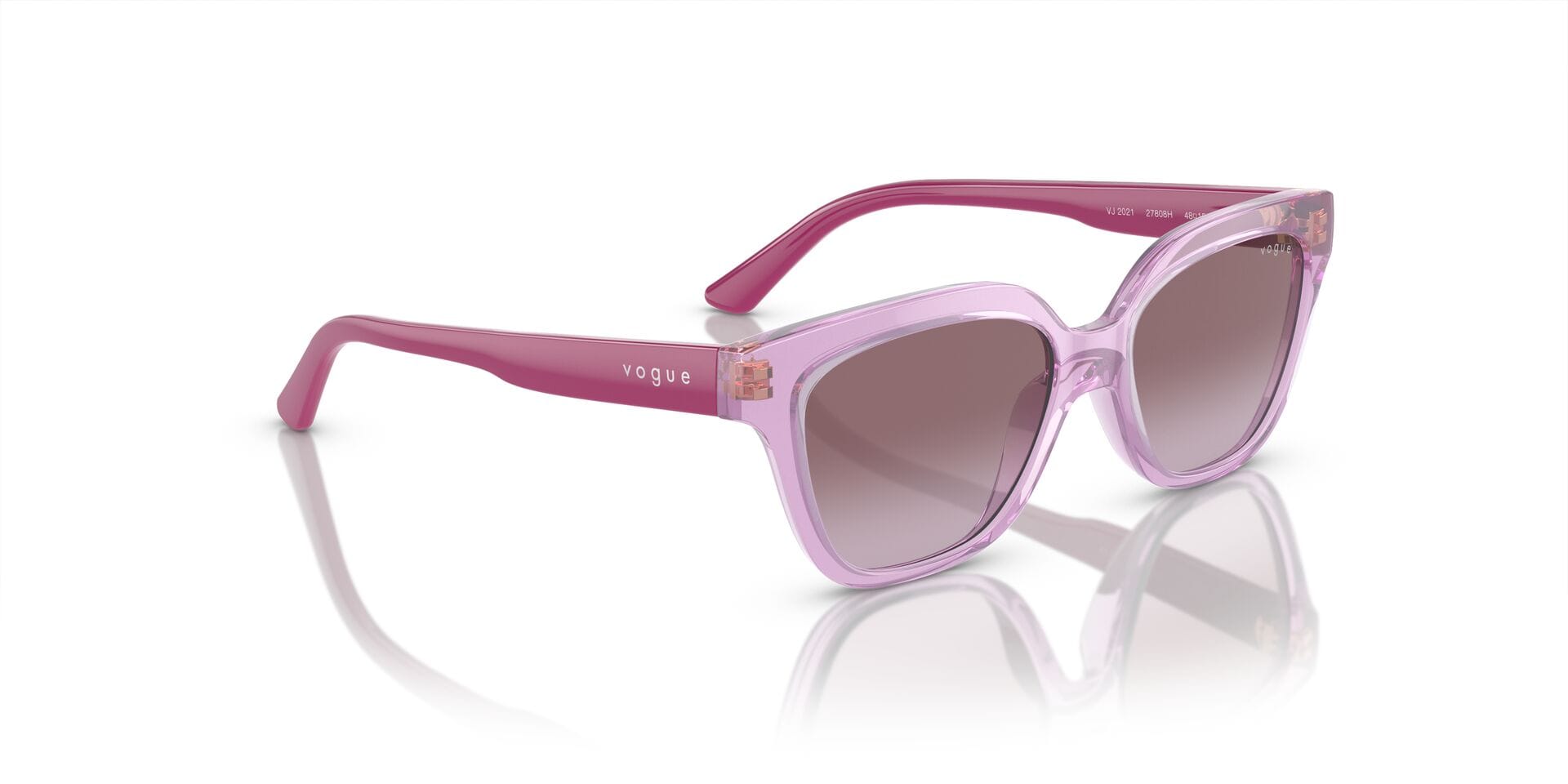 Vogue Junior 0VJ2021 Sunglass Transparent Pink Female Full S Sunglass — Transparent Pink frame — view 8