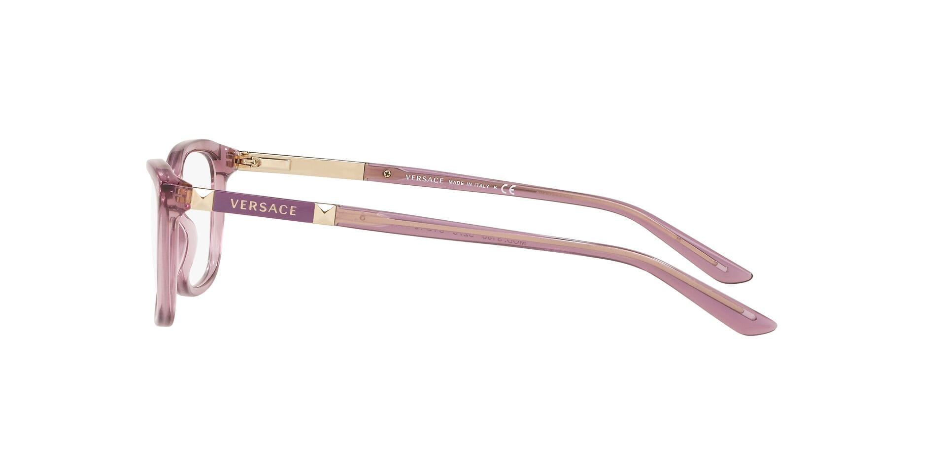 Versace 0VE3186 Frame Transparent Violet Female Full Shell Frame — Transparent Violet frame — view 3