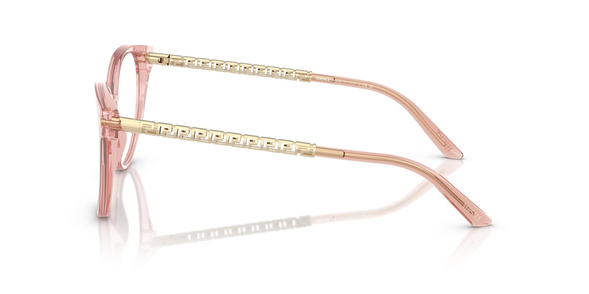 Versace 0VE3353 Frame Transparent Pink Female Full Metal Frame — Transparent Pink frame — view 3