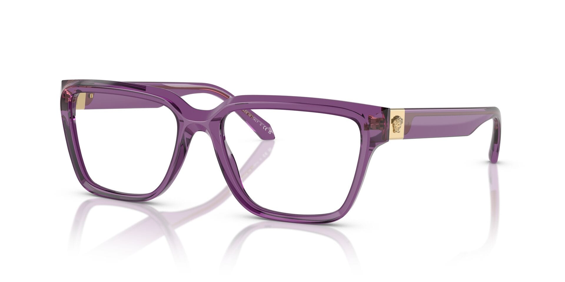 Versace 0VE3357 Frame Transparent Violet Female Full Shell — Transparent Violet frame
