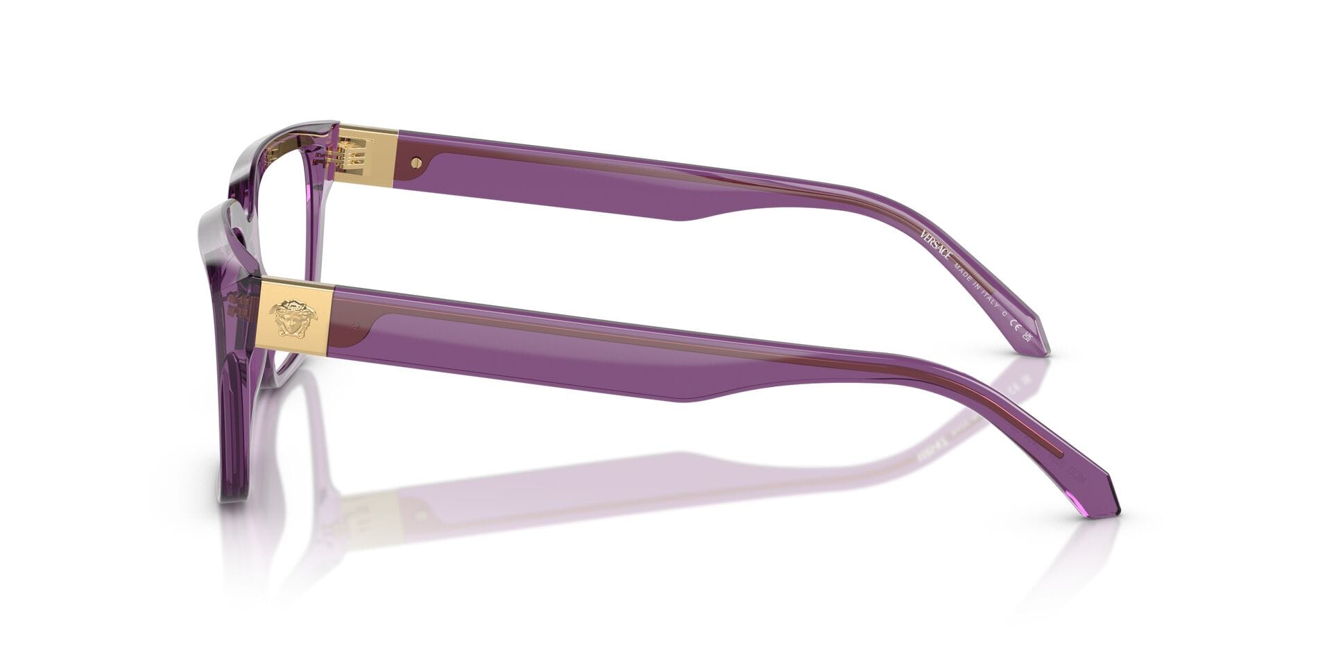 Versace 0VE3357 Frame Transparent Violet Female Full Shell Frame — Transparent Violet frame — view 3