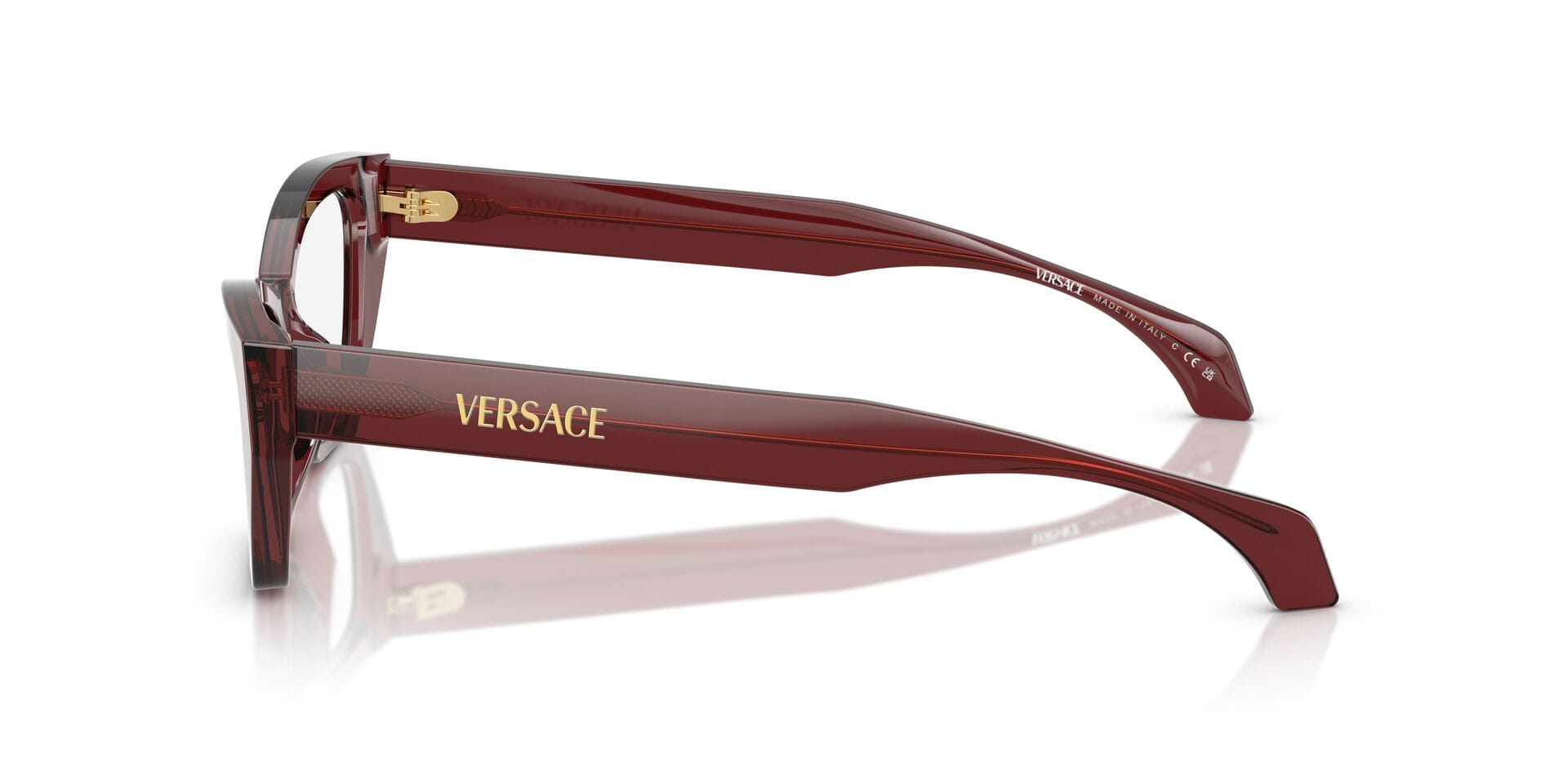 Versace 0VE3373U Frame Transparent Maroon Female Full Shell Frame — Transparent Maroon frame — view 4