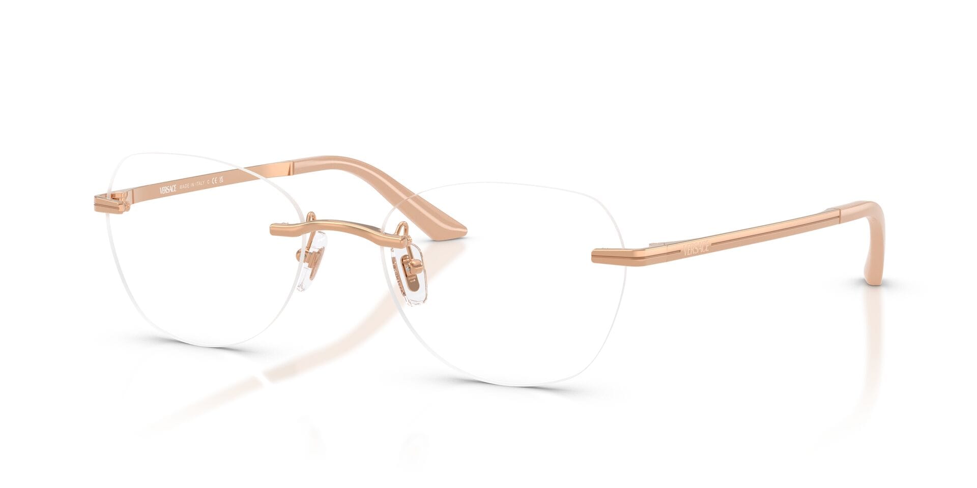 Versace 0VE1314D Frame Rose Gold Female RimLess Metal Frame — Rose Gold frame — view 1