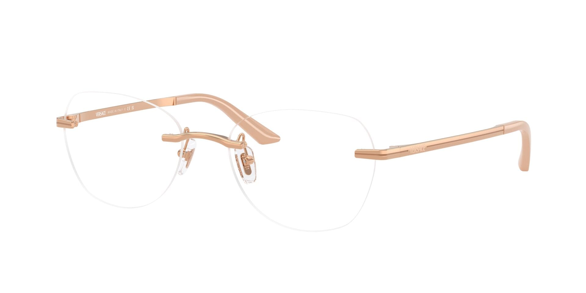 Versace 0VE1314D Frame Rose Gold Female RimLess Metal Frame — Rose Gold frame — view 3