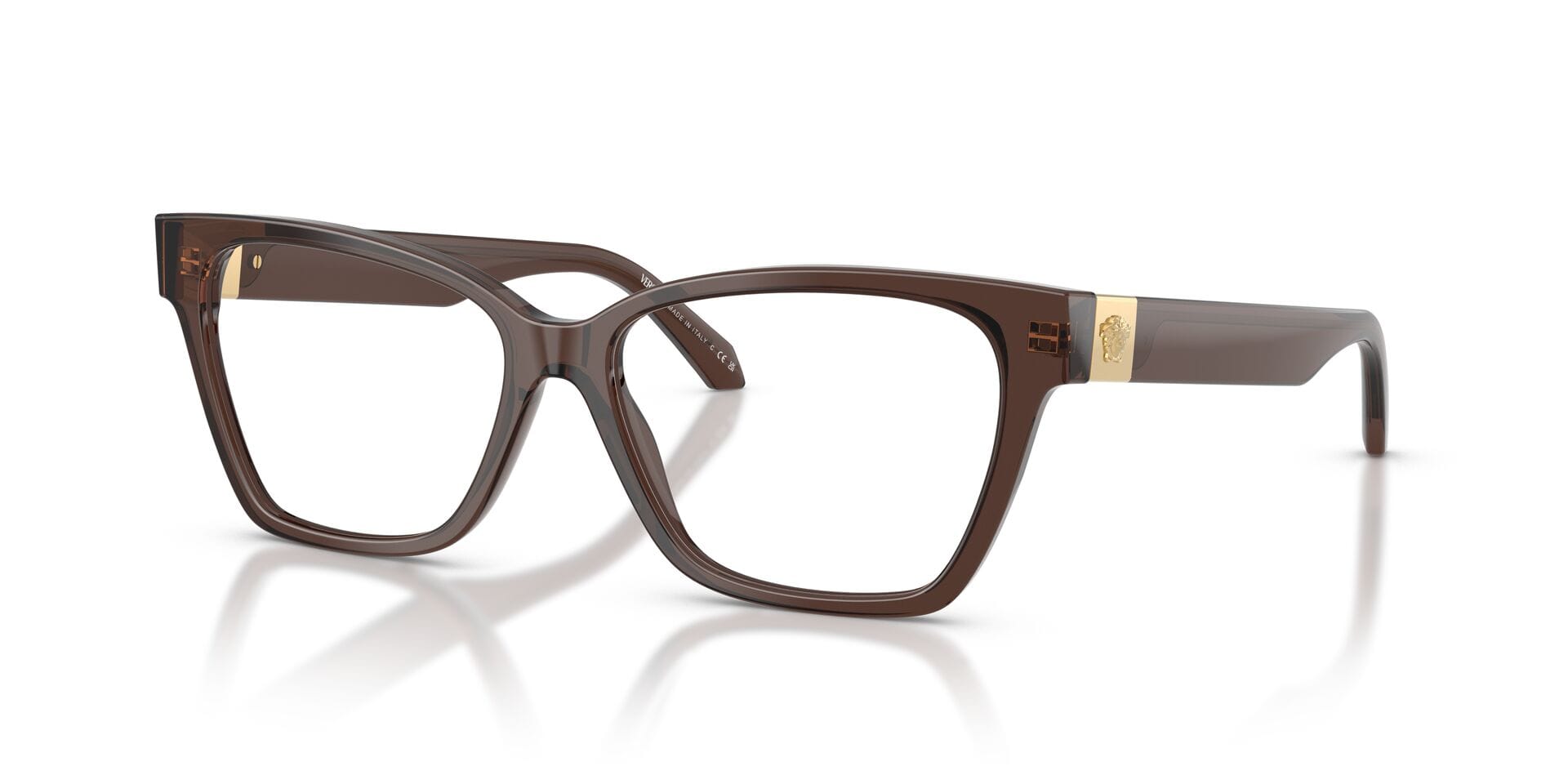 Versace 0VE3382 Frame Transparent Brown Female Full Shell Frame — Transparent Brown frame — view 1