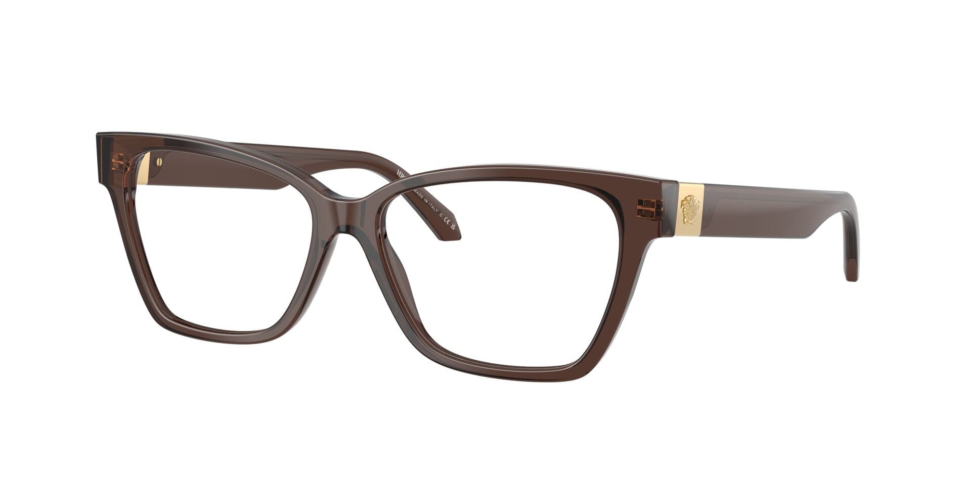 Versace 0VE3382 Frame Transparent Brown Female Full Shell Frame — Transparent Brown frame — view 3