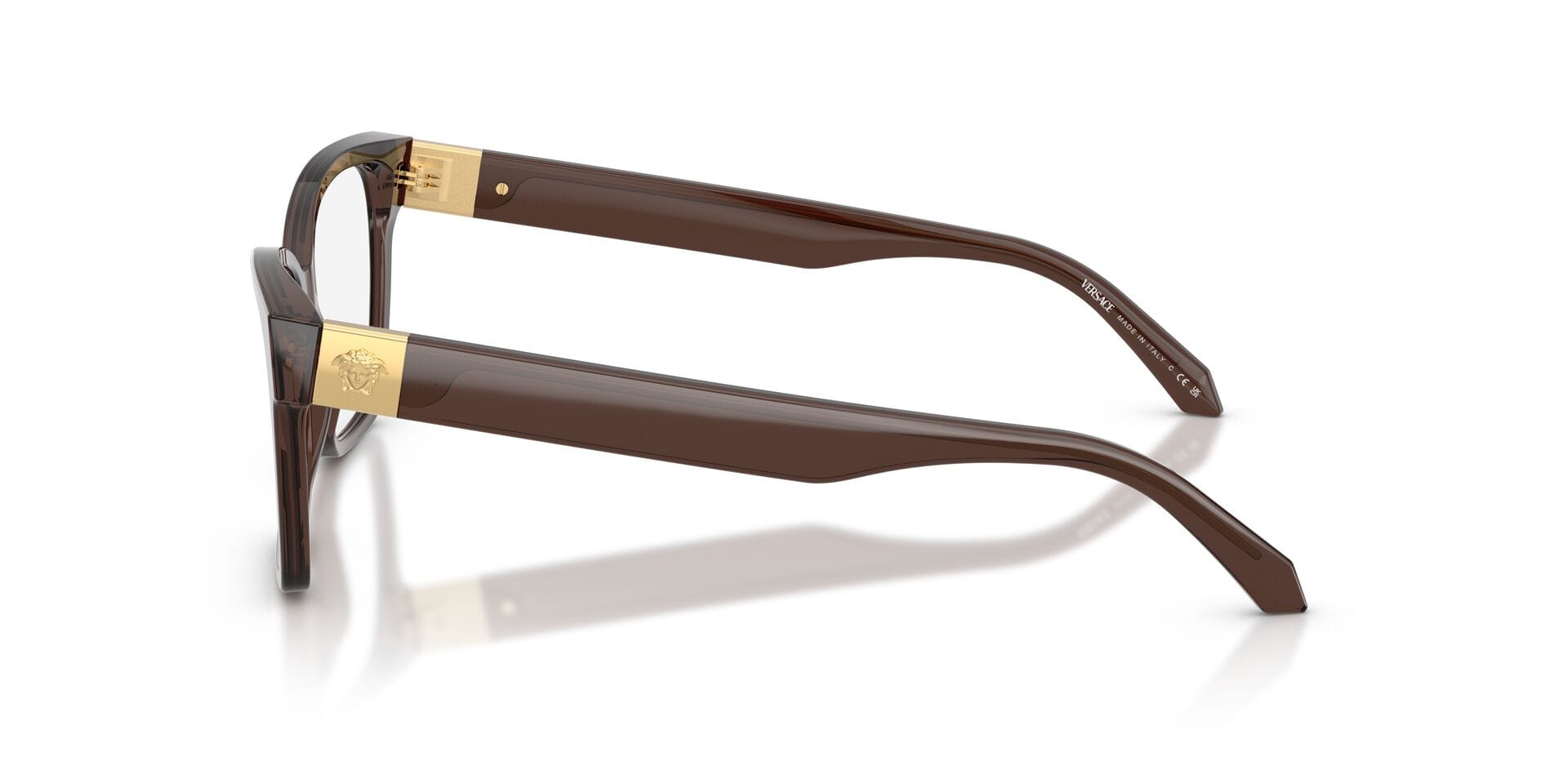 Versace 0VE3382 Frame Transparent Brown Female Full Shell Frame — Transparent Brown frame — view 5