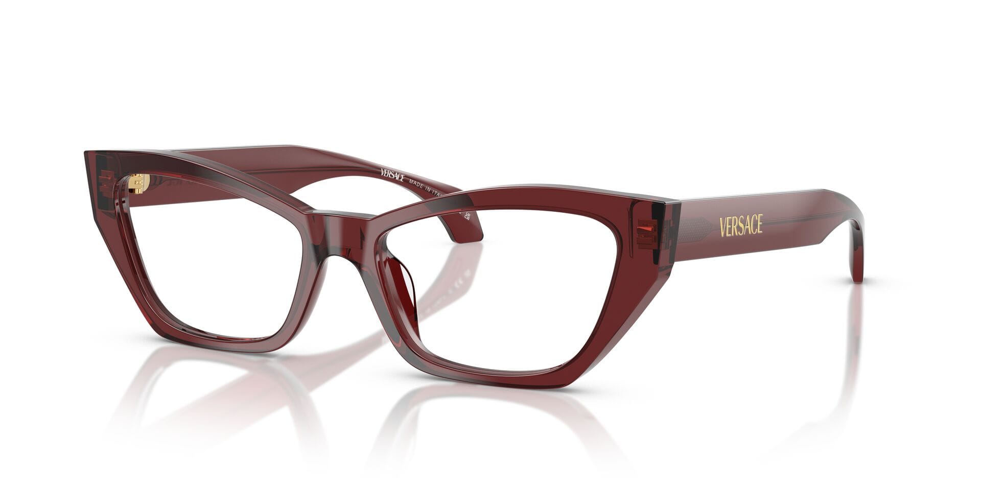 Versace 0VE3373U Frame Transparent Maroon Female Full Shell Frame — Transparent Maroon frame — view 2