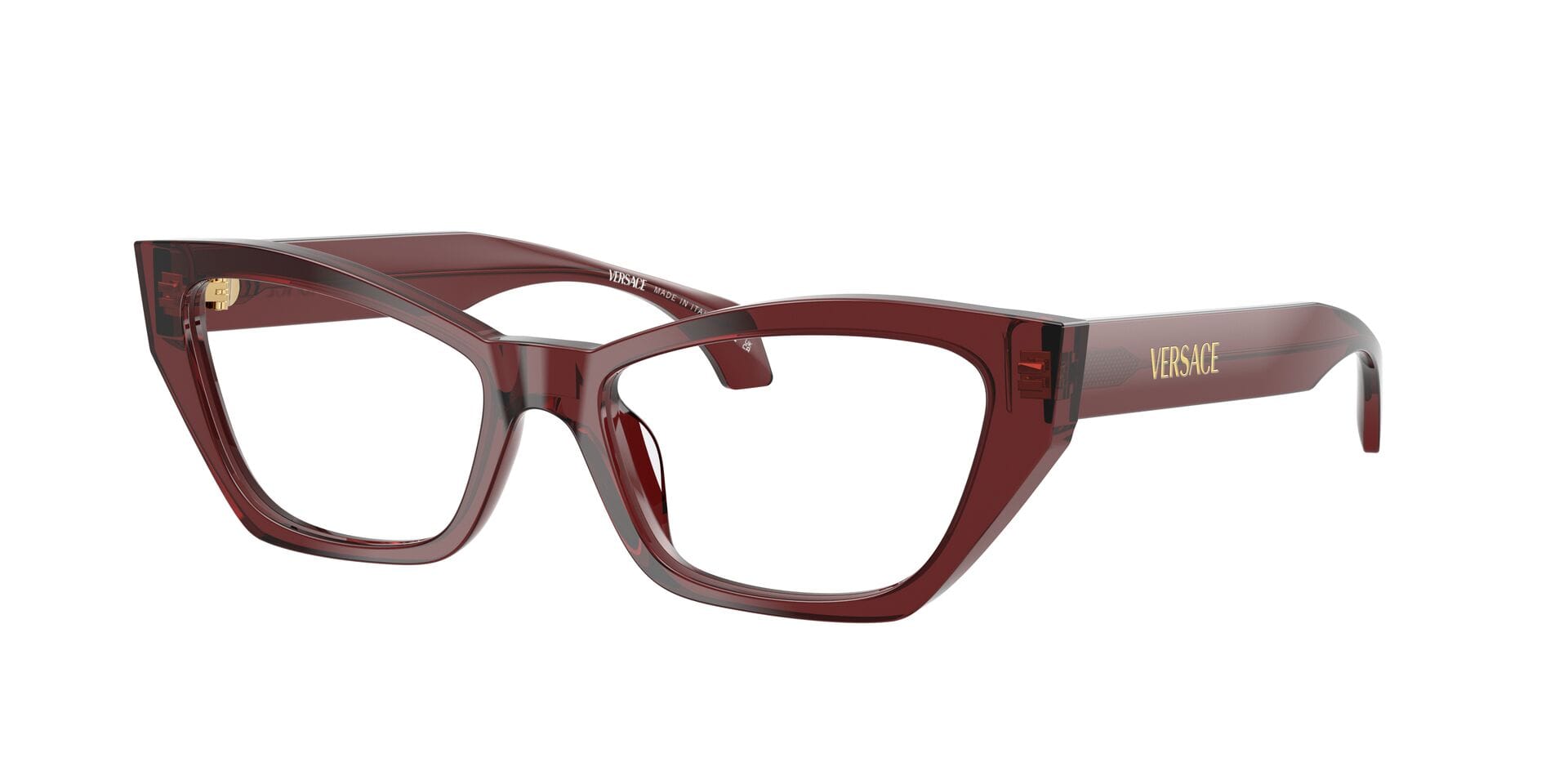 Versace 0VE3373U Frame Transparent Maroon Female Full Shell Frame — Transparent Maroon frame — view 3