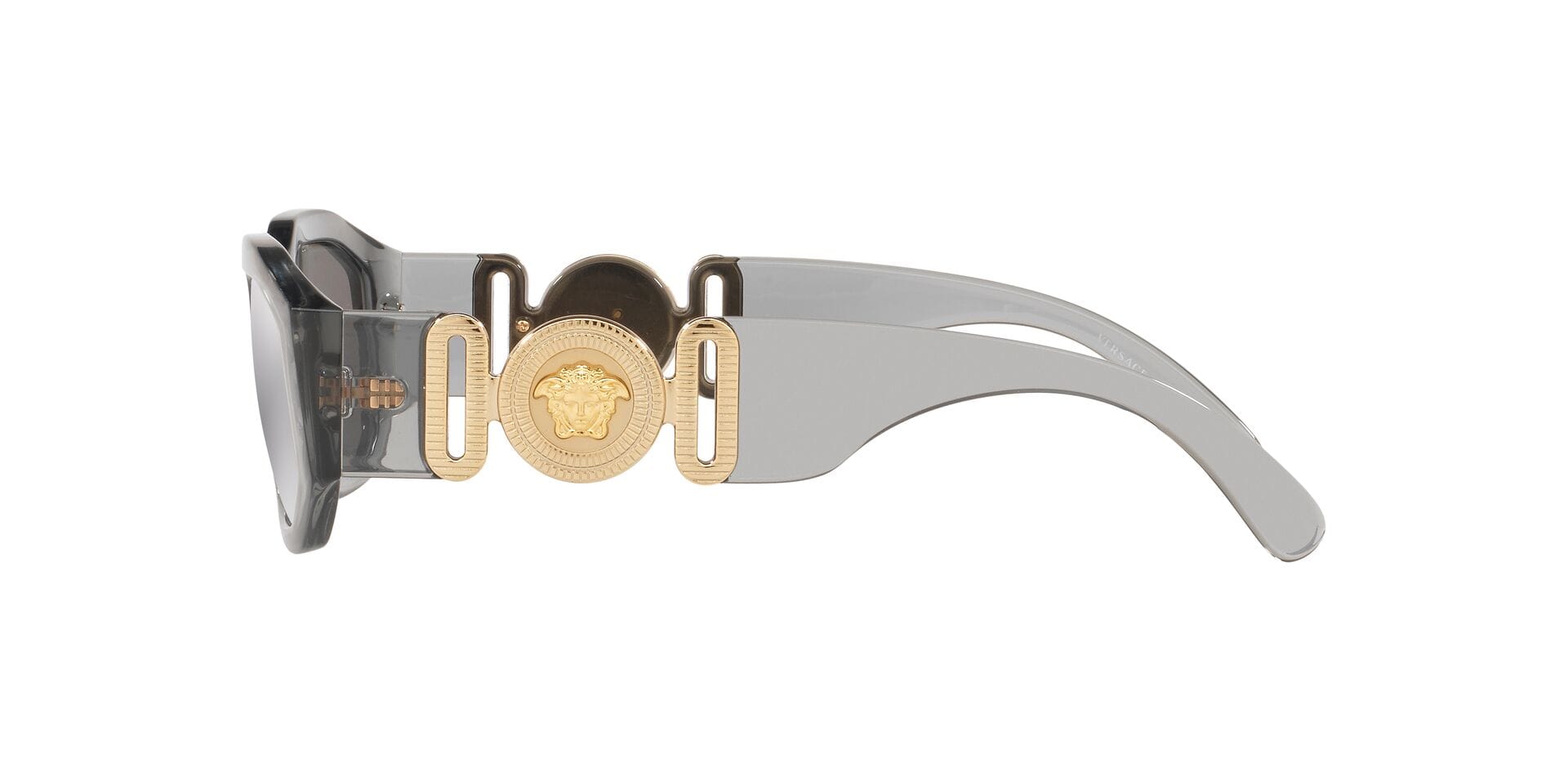 Versace 0VE4361 Sunglass Transparent Grey Female Full Shell Sunglass — Transparent Grey frame — view 3