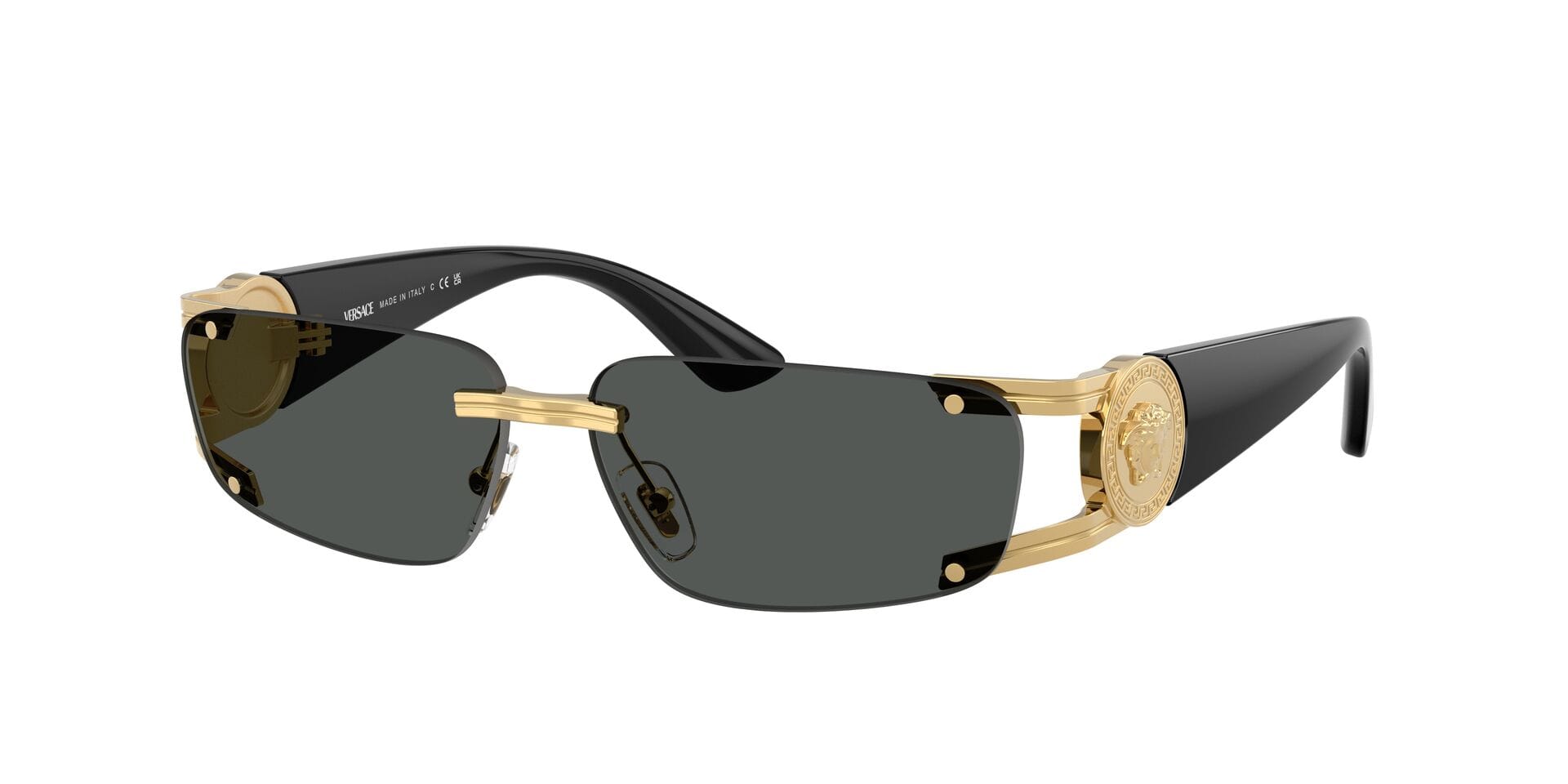 Versace 0VE2291 Sunglass Gold Male RimLess Shell Sunglass — Gold frame — view 3