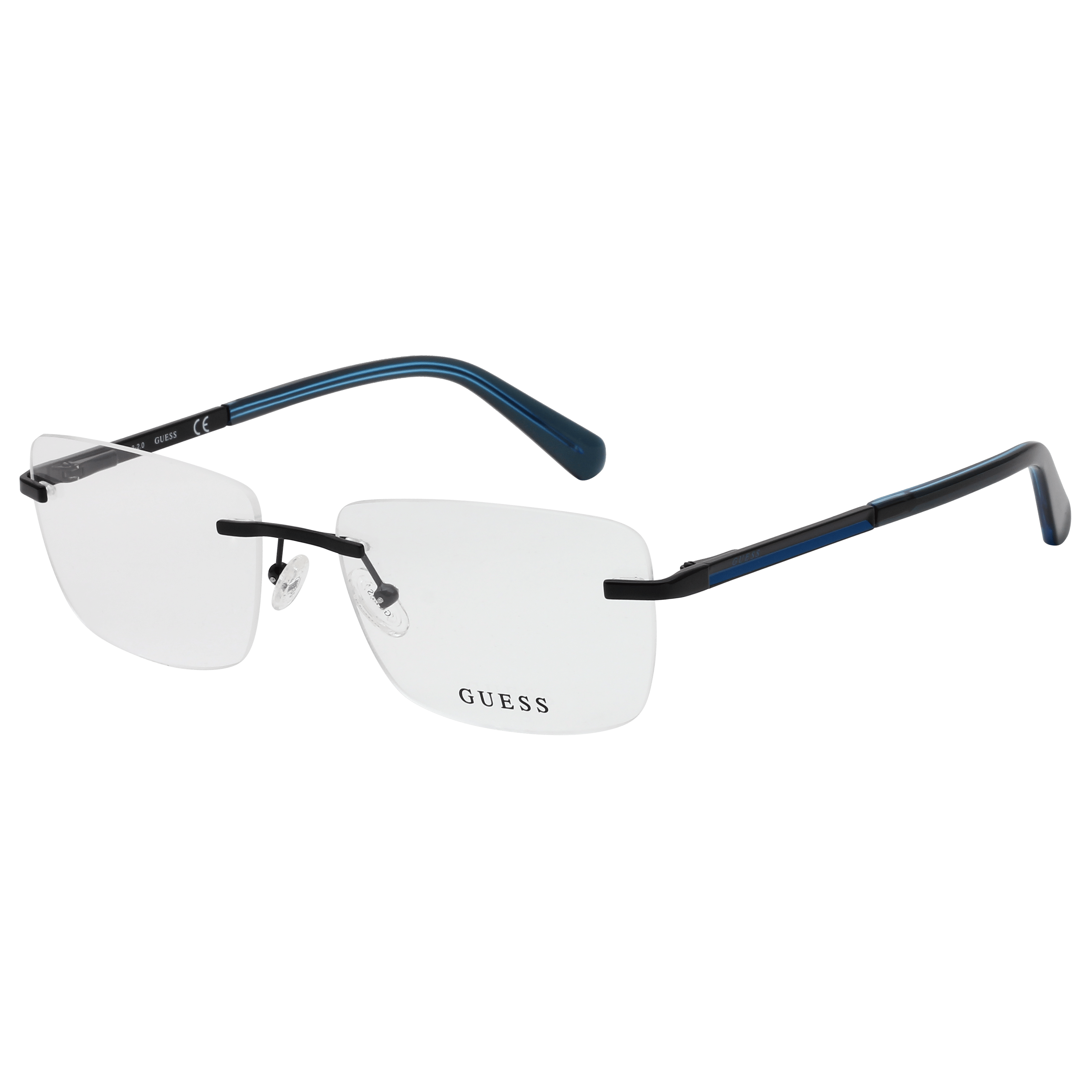 Guess GU50022 Frame Black Male RimLess Metal with Shell Frame — Black frame — alternate view