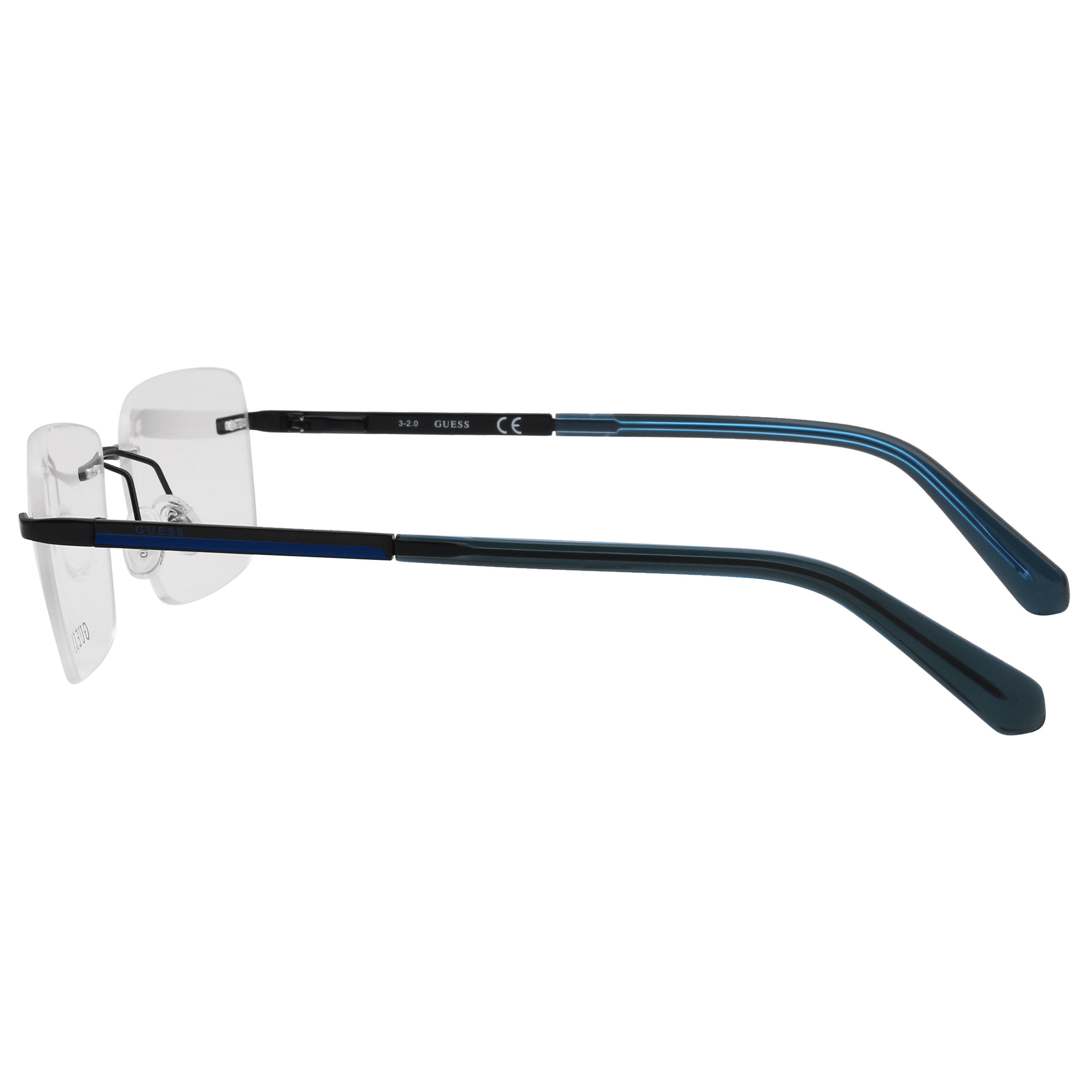 Guess GU50022 Frame Black Male RimLess Metal with Shell Frame — Black frame — view 3