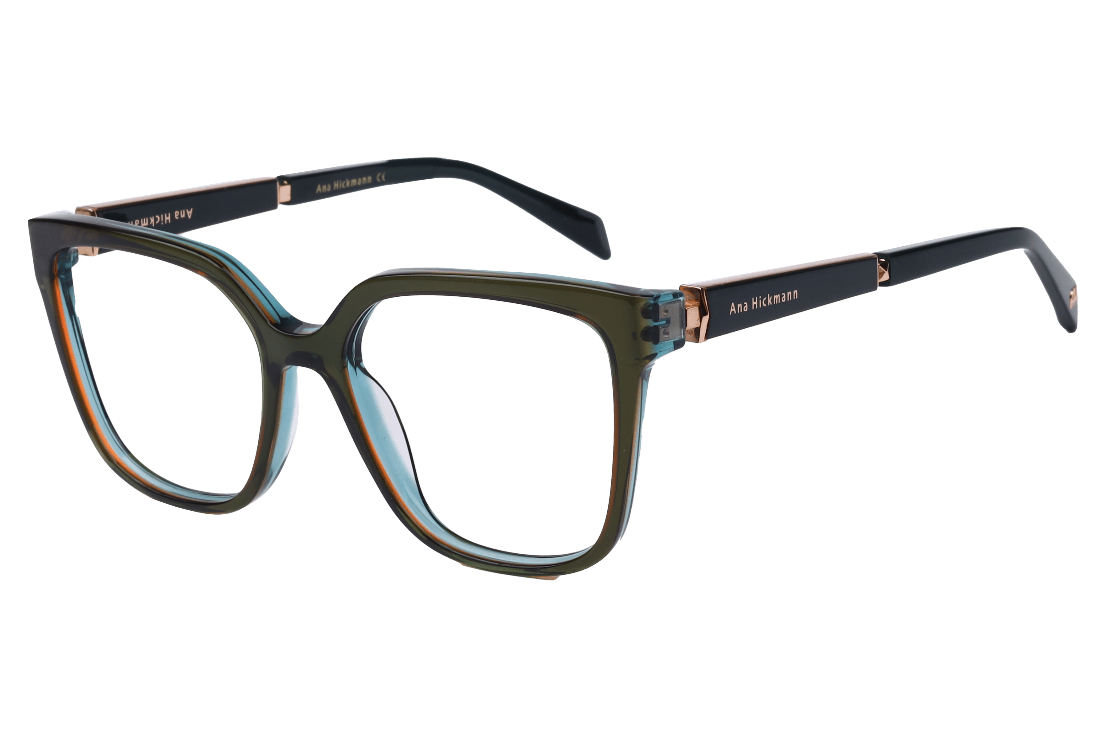 Hickmann AH6531 Frame Transparent Green Unisex Full Stainles — Havana frame