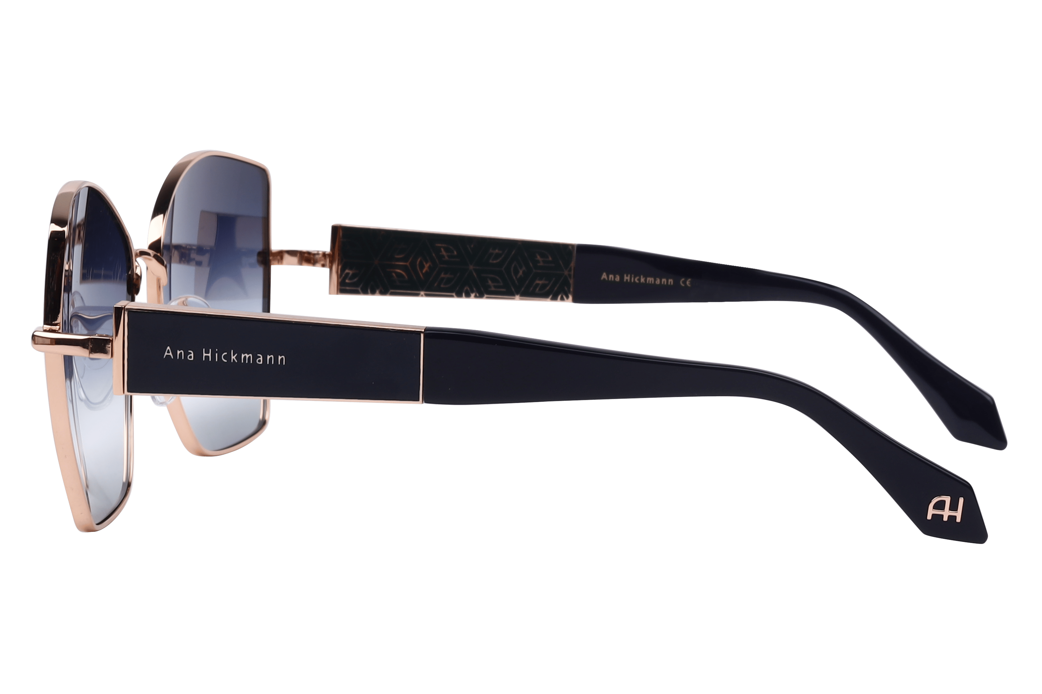 Hickmann AH3280 Sunglass Gold Female Full Metal Sunglass — Gold frame — view 3